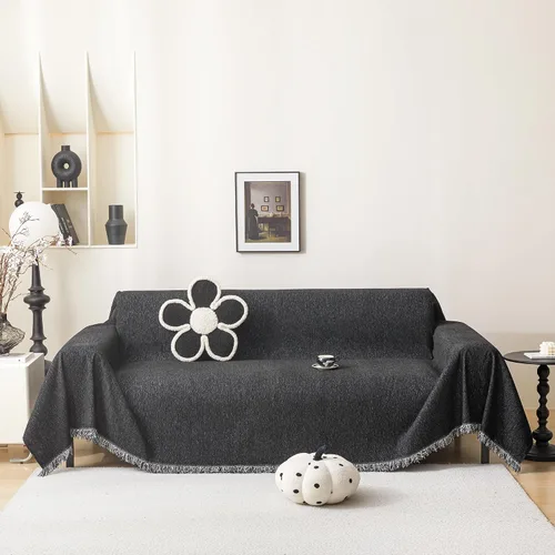 Vista 34 de MEETSKY Funda Negra de Silla de Tamaño Grande, Funda de Chenilla para Sillón/Sofá de 1 Cojín para Perro, Fundas de Sofá Protector de Muebles