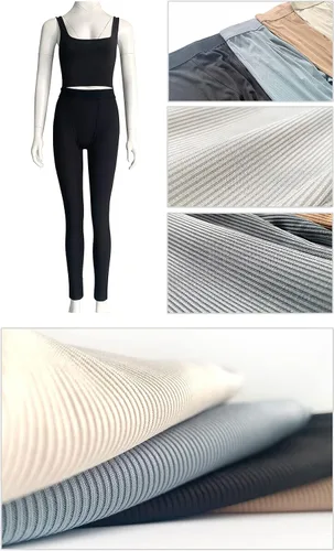 Vista 5 de AYWA Conjuntos de entrenamiento casuales de dos piezas para mujer camiseta sin mangas acanalada cintura alta leggings para uso activo