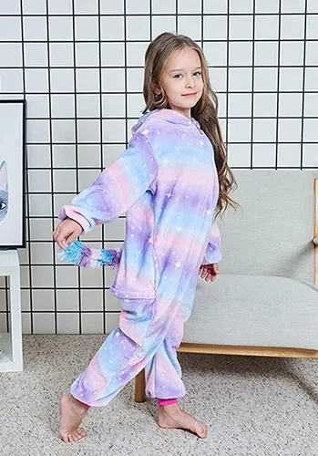 Vista 5 de Kids Unicorn Onesie Animal Pajamas Halloween Cosplay Costume Sleepwear Gift for Girls