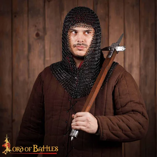 Vista 9 de Pack de Chainmail Coif y Algodón Acolchado Arming Cap Protector Under Armor Chainmail Coif Ideal para LARP, Renfair