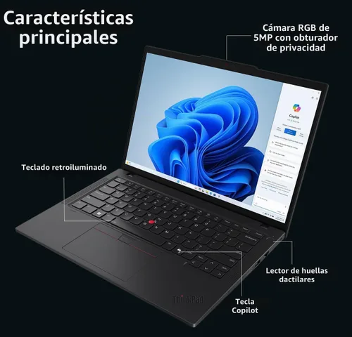 Vista 5 de Lenovo Laptop ThinkPad T14 Gen 6, Intel Ultra 5 225U, DDR5 de 16 GB, SSD