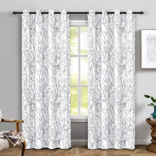 Vista 32 de DriftAway Cortinas opacas con diseño de ramas de árbol, doble capa, 84 pulgadas de largo, para dormitorio, estampado clásico, aislamiento térmico