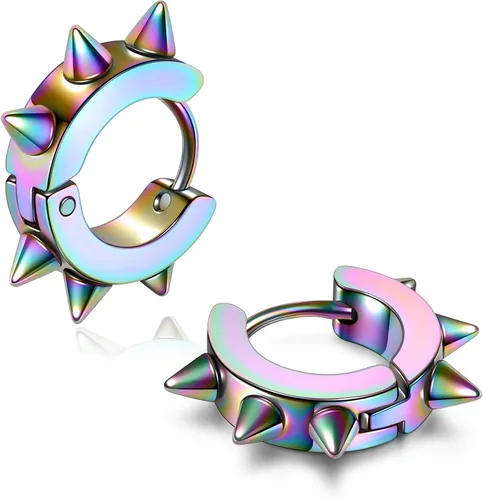 Vista 4 de Jovivi 3 pares de aros de púa, de acero inoxidable, joyería para hombre, mujer