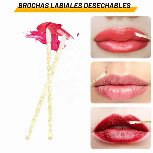 Vista 2 de 200 juegos de kits de pestañas postizas, hisopos de micro algodón desechables, y se combinan con cepillos de pestañas postizas, cepillos de labios