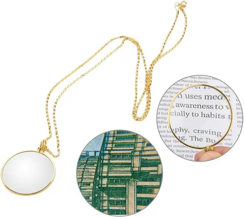 Vista 2 de Monóculo para ojo, lupa colgante, lente monóculo de lupa portátil 5X con collar colgante para lectura, manualidades, costura, joyería, pasatiempos
