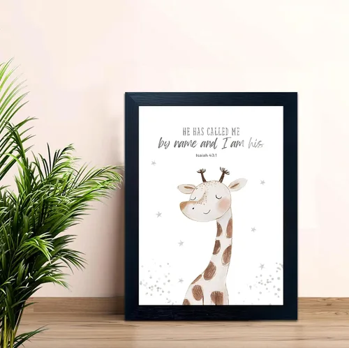 Vista 3 de Arte de pared enmarcado para guardería con versículo bíblico de animales en lienzo, arte de pared divertido y lindo de animales de safari, pintura