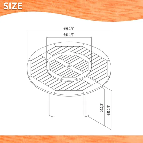 Vista 6 de Amazonia Arezzo - Juego de mesa de comedor redonda de 7 piezas para exteriores, acabado de teca, ideal para patio e interiores