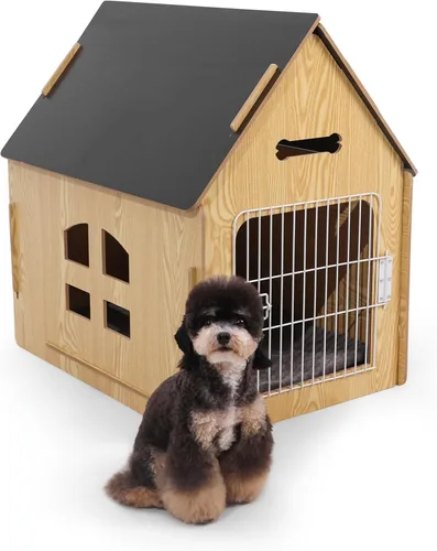 Vista 9 de RYpetmia - Casa de interior para perros y gatos pequeños, casa de madera para mascotas