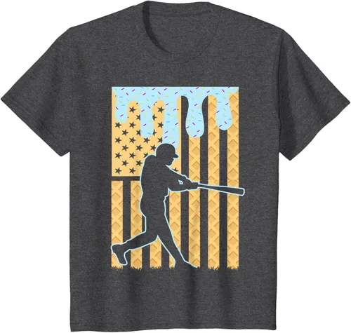 Vista 29 de Camiseta de béisbol Drip Boys Dripping Ice Cream Baseball American Flag, Negro -, Pequeña