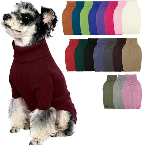 Vista 42 de IECOii Suéter de perro salchicha de cuello alto para perros pequeños, medianos y hembras, elástico y transpirable, abrigo de punto cálido, para Negro