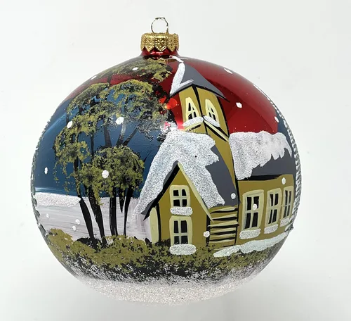 Vista 29 de Adorno de Navidad de Polish Gallery, Explosión Invernal, Bola de Vidrio Soplado (Oro, 6-pulgadas Ø/150mm)