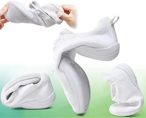 Vista 2 de DADAWEN Zapatos de baile de animadoras blancas para adultos y jóvenes, para entrenamiento atlético, tenis de competición, tenis de competición