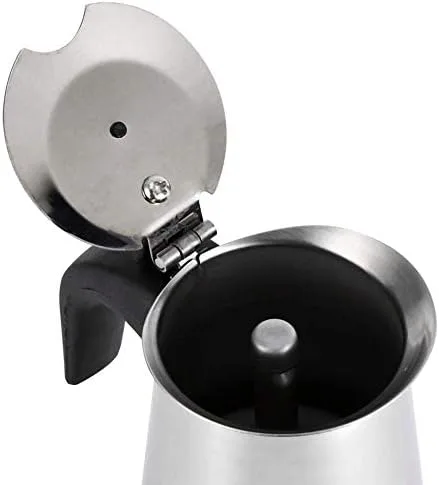 Vista 6 de 6.8 fl oz de acero inoxidable Mocha Coffee Pot Kettle Stove Top Espresso Make Pot, astilla