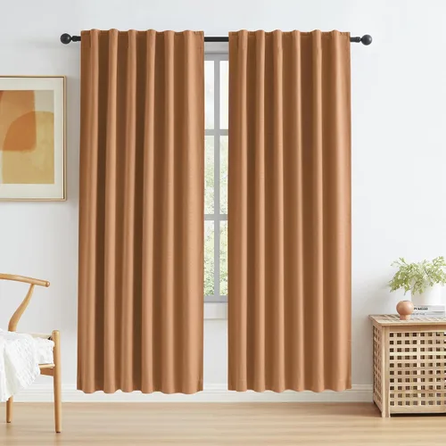 Vista 77 de KEQIAOSUOCAI - Cortinas opacas naturales de 108 pulgadas de largo, cortinas modernas con pestaña trasera, paneles plisados para sistema de cortina