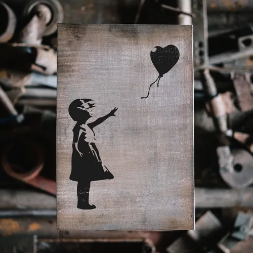 Vista 3 de Banksy Balloon Girl - Lienzo artístico, plantilla de graffiti