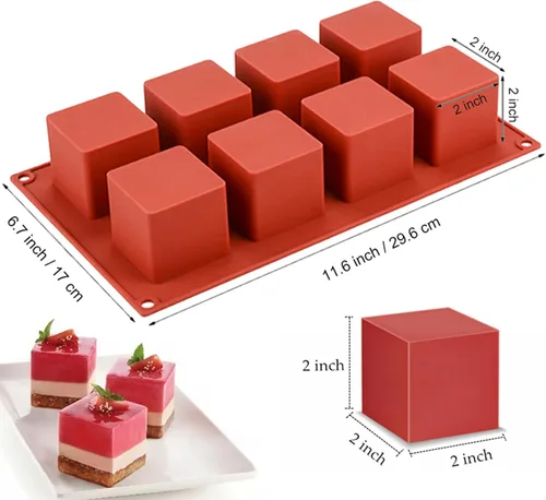 Vista 2 de JOERSH Molde de silicona para pastel en forma de cubo Molde cuadrado 3D de mini mousse de 2 x 2 x 2 pulgadas, moldes de postre francés