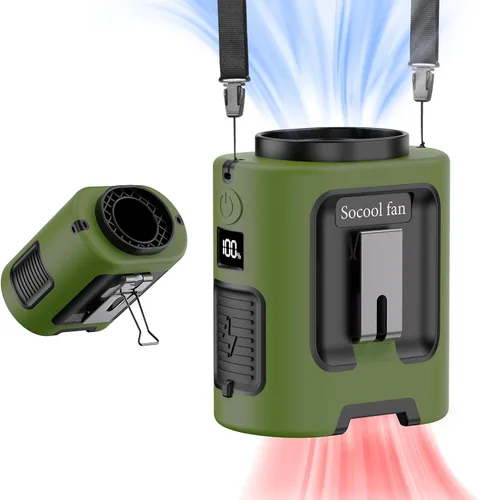 Vista 10 de Socool - Ventilador de cintura portátil con clip en el cinturón portátil, mini ventiladores personales recargables, 4 velocidades 13000 RPM