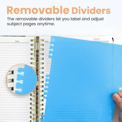 Vista 4 de Taja Cuadernos de espiral para trabajo de 5 materias con divisores E - Rosa salvaje