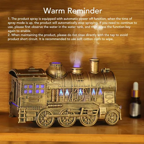 Vista 4 de Train Shape Humidifier, Fragrance Cool Mist Diffuser, Double Outlets to Improve Air for Bedroom Office Desktop 300ml