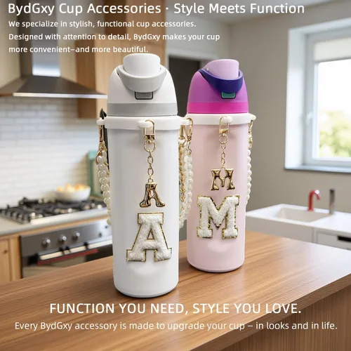 Vista 7 de Letter Handle Strap Accessories with Cute Initial Charm Compatible with Owala Water Bottle 24oz 32oz 40oz Owala Kids