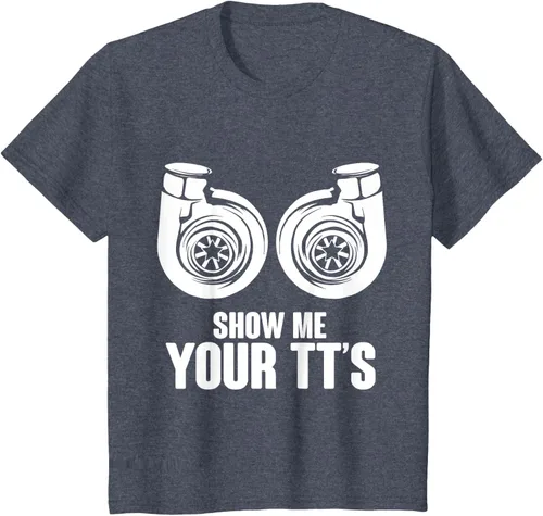 Vista 86 de Funny Show Me Your TT's Twin Turbo Car Racing Camiseta, Negro, S