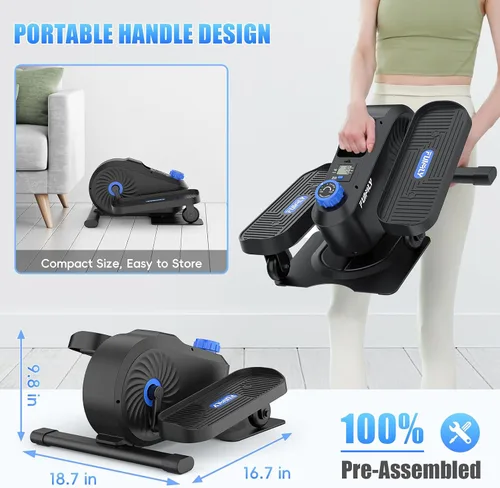 Vista 7 de FUNMILY Under Desk Elliptical, Under Desk Bike Pedal Exerciser, Fully Assembled Leg Exerciser 2 in 1 Seated Standing Elliptical, Ultra-Quiet Mini