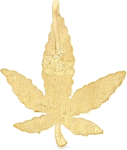 Vista 4 de Ioka 14K Yellow Gold Maple Leaves Marijuana Leaf Charm Pendant with 1.2mm Singapore Chain Necklace
