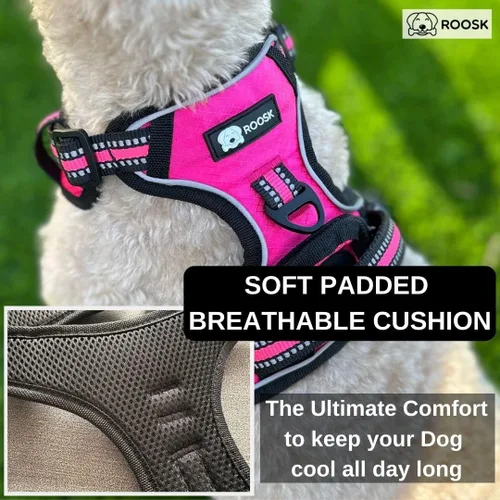 Vista 3 de ROOSK Arnés para perro Sin tirones, reflectante, ajustable en 4 direcciones con soporte para bolsa de excrementos Máxima comodidad, suave