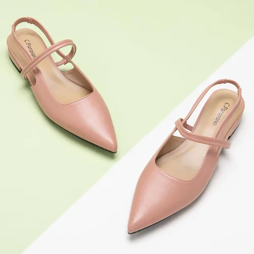 Vista 2 de C.Paravano Zapatos de tacón para mujer Tacones de cuero para gatitos Sandalia de tacón cerrado Zapatos de tacón puntiagudo para mujer Zapatos