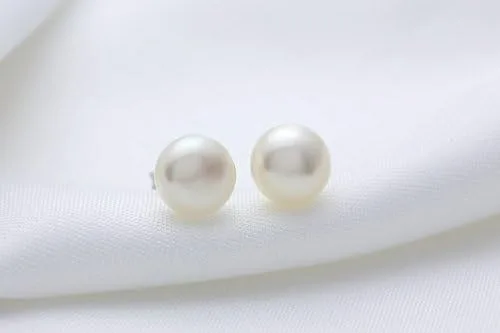 Vista 2 de Rakumi - Pendientes de plata de ley AAAA de 3 a 0.512in, perlas blancas para mujer