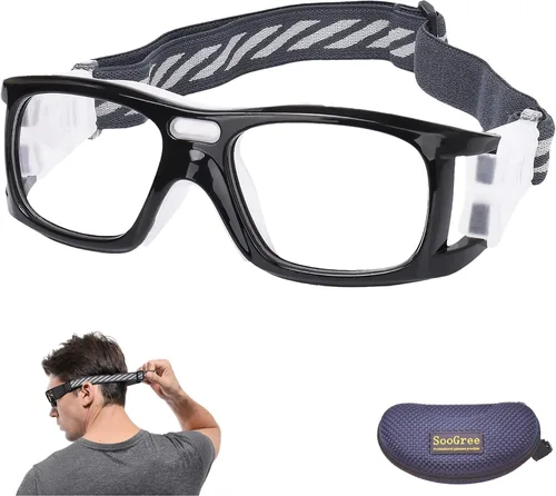 Vista 12 de Gafas deportivas – Gafas protectoras de baloncesto con lente extraíble y correa ajustable para gafas