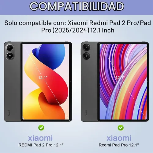 Vista 2 de E NET-CASE Funda para Xiaomi Redmi Pad 2 Pro/Pad Pro (2025/2024) de 12.1 pulgadas con soporte para bolígrafo S, a prueba de golpes, carcasa trasera