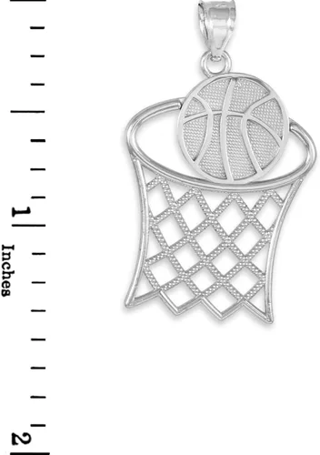 Vista 2 de Sports Charms Colgante de aro de baloncesto de plata de ley 925 Plata esterlina