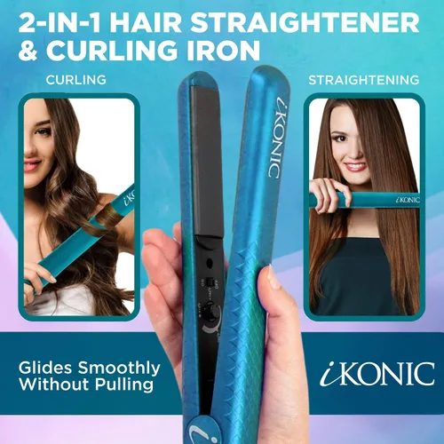 Vista 4 de IKONIC Placas flotantes de 1.25 pulgadas, plancha de pelo de cerámica 100% pura y plancha plana – calentamiento rápido, antiestática, tecnología