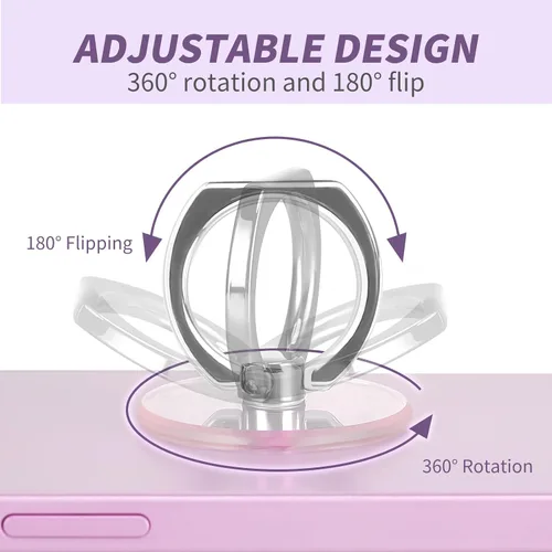 Vista 3 de Jsoerpay Soporte de anillo para teléfono celular, soporte de anillo transparente con rotación de 360°, soporte transparente para teléfono celular