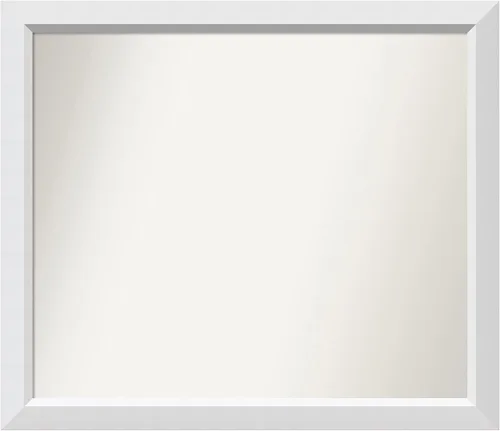 Vista 161 de Amanti Art Espejo de baño blanco para sobre el fregadero, 24 x 26 pulgadas, espejo rectangular blanco y blanco, marco de madera contemporáneo