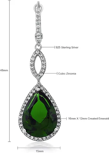 Vista 5 de Gem Stone King Aretes de plata de ley 925 con forma de lágrima elegantes y colgantes para boda 2 pulgadas forma de pera de 0630 x 0472in 2000