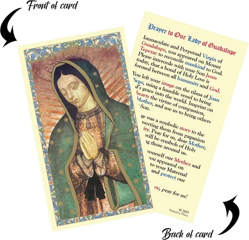 Vista 6 de Pulsera Virgen María - con tarjeta de oración de Nuestra Señora de Guadalupe, Oración del Señor Pulsera de madera de corazón Nuestra Señora