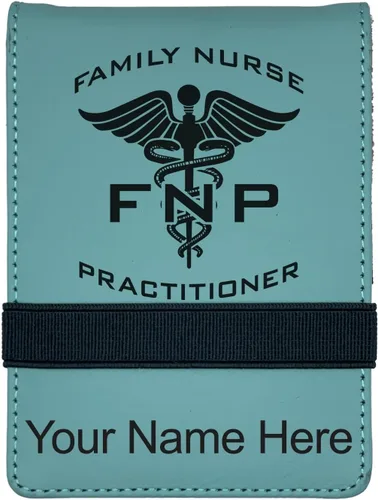 Vista 11 de Mini bloc de notas, FNP Family Nurse Practicer, grabado personalizado incluido (negro con dorado)