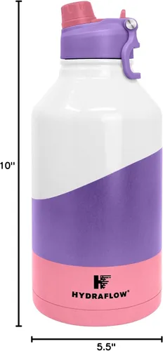 Vista 2 de Hydraflow Crusader - Botella de agua de triple pared aislada al vacío con doble tapa (64 onzas, CB Pink Berry), termo de metal de acero inoxidable