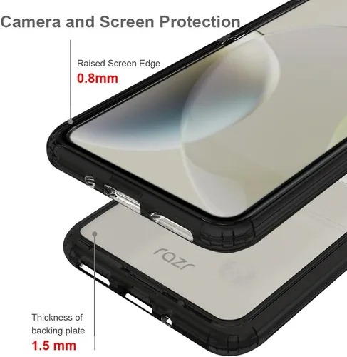 Vista 4 de Funda para Motorola Razr-2023: panel trasero transparente premium + cubierta de parachoques de TPU para Moto Razr 2023 (YKL negro)