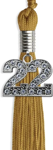 Vista 2 de Endea Graduation Borla de un solo color con dije de plata brillante (oro antiguo, 2022)