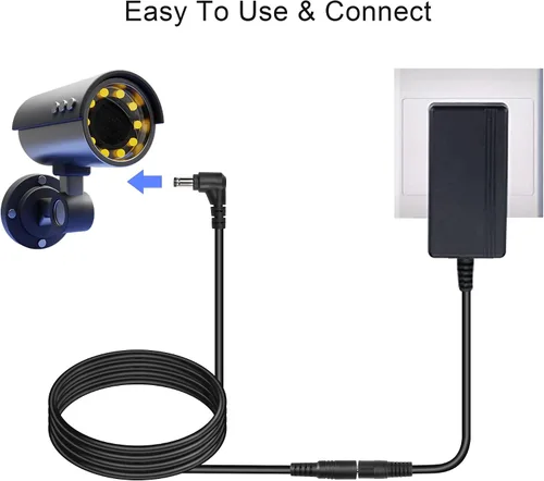 Vista 4 de GINTOOYUN Cable de extensión CC de 9.8 pies de 0.217 in x 0.083 in, ángulo recto de 90 grados, macho a hembra, cable de alimentación de 18 AWG