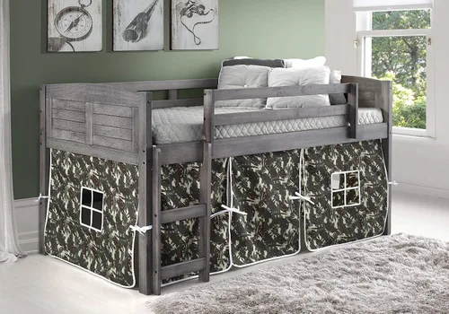 Vista 2 de Donco Kids Loft bajo de la lumbrera, Pino, Gris (Antique Grey)