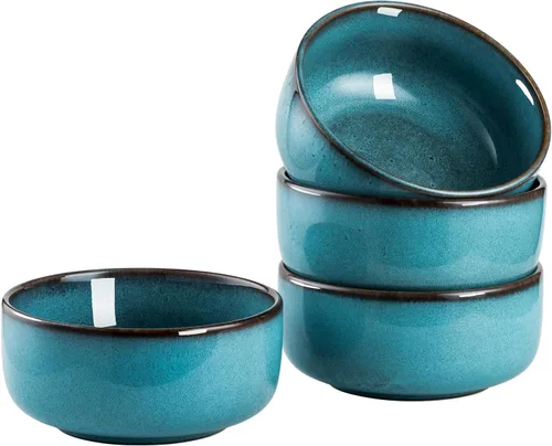 Vista 8 de Henten Home Juego de 4 cuencos de cerámica para ensalada de 15 onzas, cuencos de arroz de porcelana para cocina, cuencos de sopa para servir esmalte