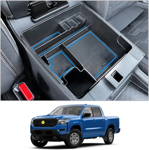 Vista 12 de CDEFG 2 piezas para Nissan Frontier 2022 2023 2024 Organizador de consola central 2022-2024 Nissan Frontier Camión Organizador de tablero Caja