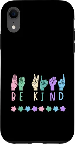 Vista 25 de Sign Language Be Kind Kindness ASL Pastel Pink Purple Blue Case for iPhone 16
