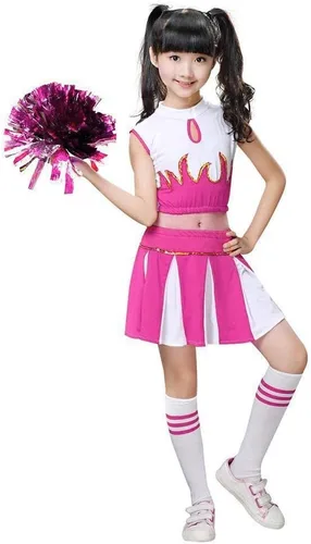 Vista 2 de LOLANTA Disfraz de animadora para niñas, conjunto de falda plisada con pompón