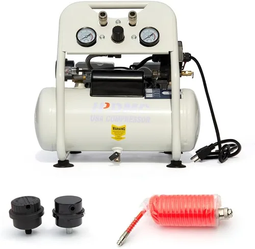 Vista 8 de Compresor de aire portátil para perros calientes, 0.8 HP 2.5 galones 1.73CFM@90PSI Compresor sin aceite, 62 dB ultra silencioso con panel