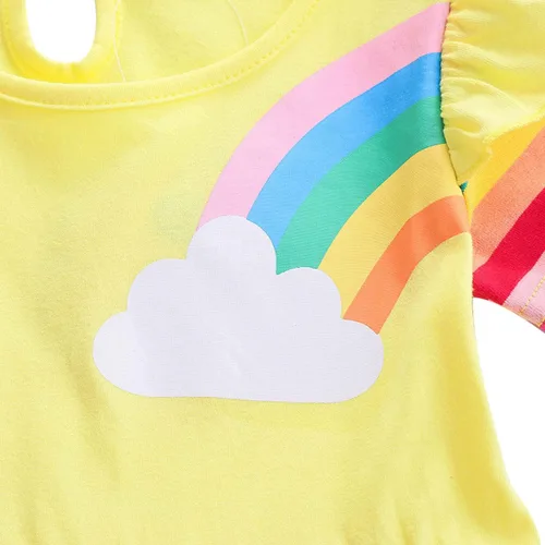 Vista 6 de Vestidos casuales de unicornio de algodón de manga corta y cuello redondo para niñas de 2 a 7 años